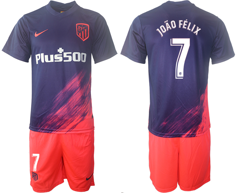 Men 2021-2022 Club Atletico Madrid away purple #7 Soccer Jersey